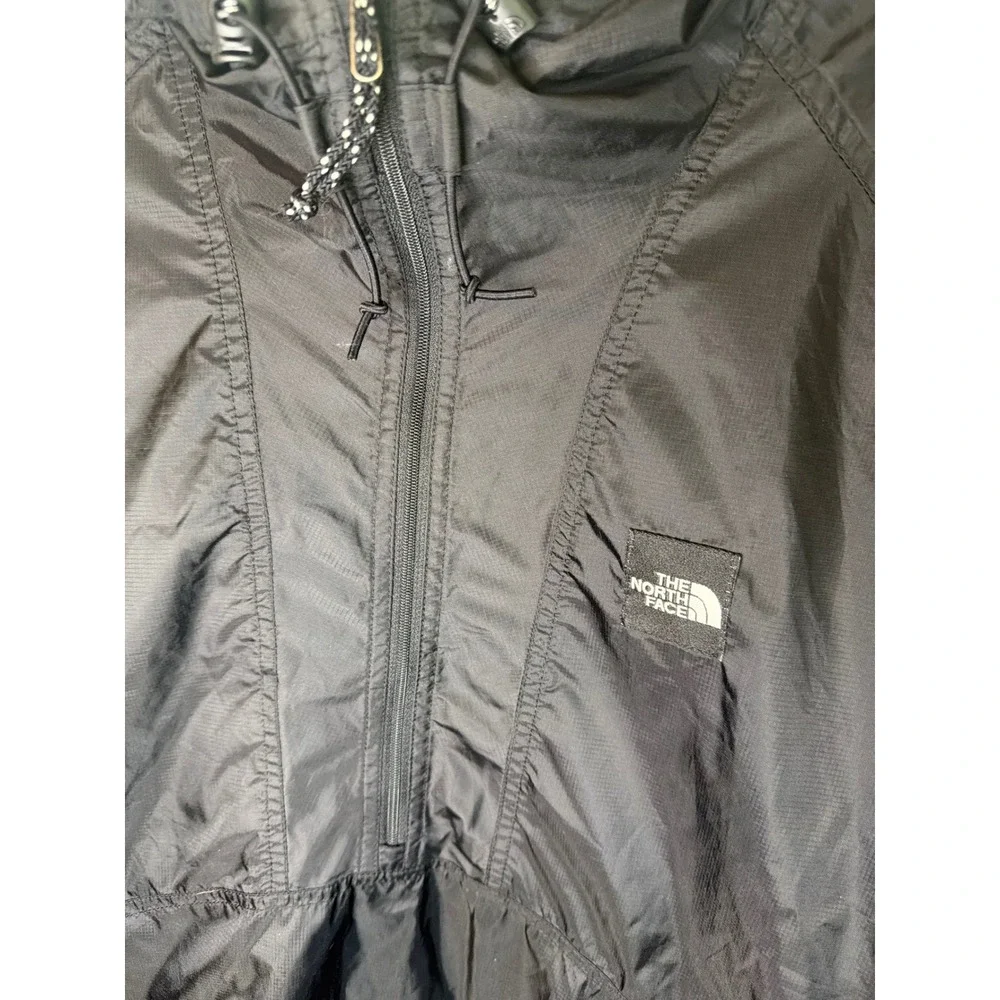 The North Face Mens Black Half Zip Windbreaker Anorak Hooded Pullover Jacket L